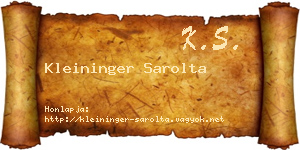 Kleininger Sarolta névjegykártya